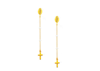 Gold Plated Cross Mother Mary Earring